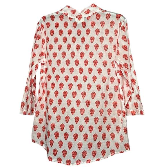 Aspiga Cecilia Floral Pineapple Soft Organic Cotton Button Down Blouse Top Small - Picture 3 of 12